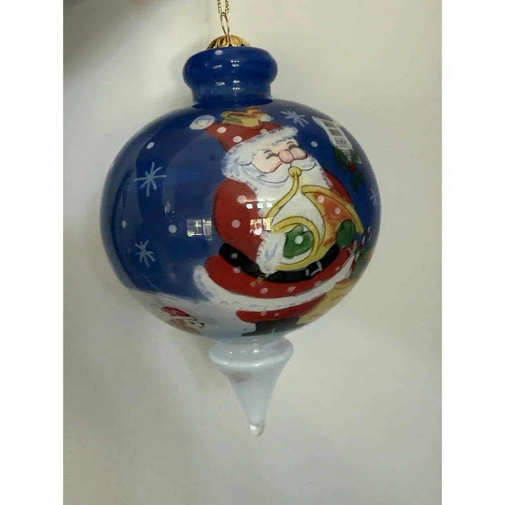 Pier 1 Le Bien Hand Painted Christmas Santa Presents Ornament In Box 2012